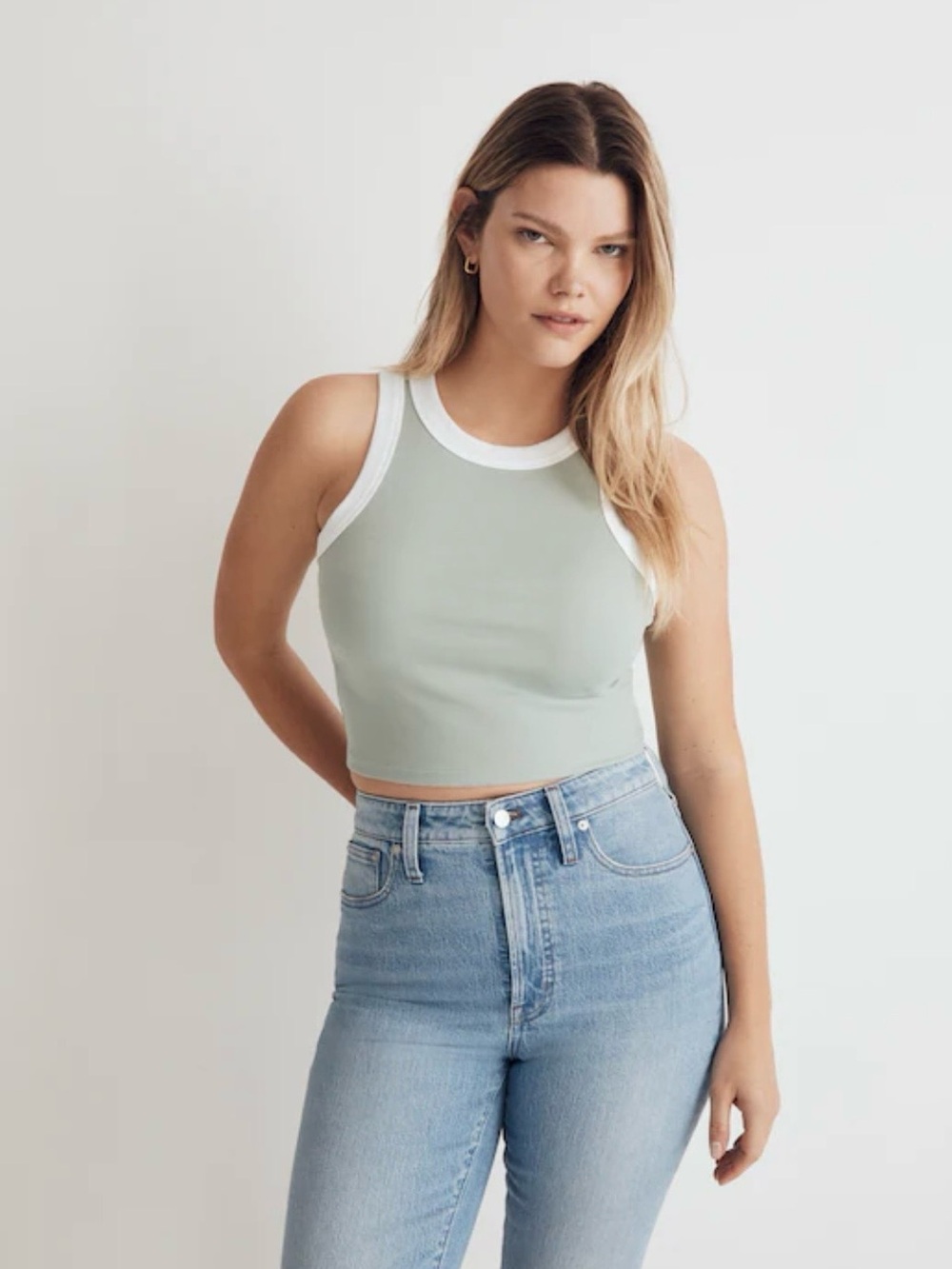 Madewell Brightside Rib Cutaway Crop Tank